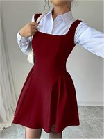 Robe noire pour femme, coupe trapèze sans manches, taille naturelle, mini-robe à volants, en mélange de coton écologique lavable, tailles XS-XXL