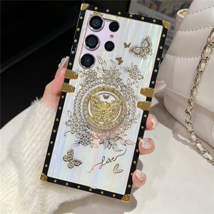 หรูหราแหวนผีเสื้อวงเล็บชุบสําหรับ<span class=keywords><strong>Samsung</strong></span> S24 <span class=keywords><strong>Ultra</strong></span> S23 Plus S22 S21 A24 A73 A72 A54 5G A34 A32 <span class=keywords><strong>A22</strong></span> A13 ฝาครอบ - Product Image 3