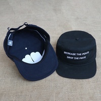 Topi Hip-hop Hitam Klasik Bahan Katun Twill dengan Logo Bordir Kustom Personalisasi, Model Domed Flat Brim untuk Pria, Gaya Pillbox Caps
