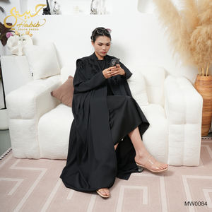 Classique Élégant Modeste Luxueux Noir Golfe Abaya Abaya Dubaï Personnalisé Perlé Devant Ouvert Abaya - Product Image 6