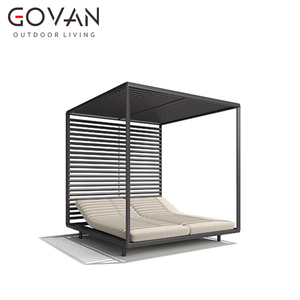 فندق كبير المظلة سرير شمسي حديقة بركة ماء الباحة نحى الألومنيوم مزدوج المتسكع الأثاث مربع في الهواء الطلق في الهواء الطلق - Product Image 1