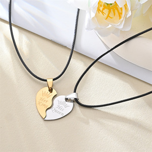 Collar de Dos Tonos Resoul Que No Se Deslustra, Cordón Negro, Mejores Amigos Para Siempre, 2 Collares, Accesorios para Parejas - Product Image 3