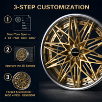ANRUN OEM Factory Delivery Hot Sale Gold Turbine 3 Piece Forged Wheels 18 10J 120 6061T6 Custom Deep Dish Rims for Cadillac