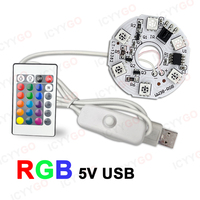 Tablero de Luz LED RGB de Bajo Voltaje DC5V con Gradiente de Color, Cable USB con Control Remoto, Luz de Exhibición para Modelismo DIY, Tablero de Luz LED PCB