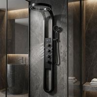 Panneau de douche mural thermostatique de luxe haut de gamme en carbone brossé, avec affichage numérique de la température et fonction anti-brûlure, pour vente en gros