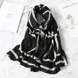 Hersteller Luxusmarke gedruckt Schal Gefühl Schal Muslim Instant Hijabs Breite Schals Hochwertige Baumwolle Leinen Erwachsene BR Mädchen