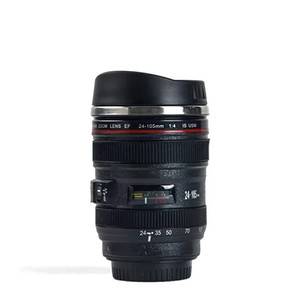 Tasse de tasse de café de Ef24-105mm d'<span class=keywords><strong>appareil</strong></span>-<span class=keywords><strong>photo</strong></span> de reflex d'acier inoxydable personnalisé, tasses auto-remuantes thermiques noires d'<span class=keywords><strong>objectif</strong></span> de caméra - Product Image 1