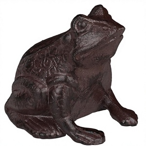 Figurine de grenouille assise de style chinois en <span class=keywords><strong>fonte</strong></span>, aspect antique, résistante aux intempéries, décoration pour balcon, marron - Product Image 1