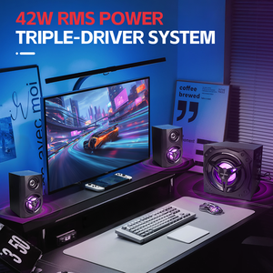 ลำโพงซับวูฟเฟอร์พลาสติก RGB แบบ OEM 2.1 แชนแนล 42 วัตต์ สำหรับคอมพิวเตอร์เล่นเกมและมัลติมีเดีย รุ่น <span class=keywords><strong>Microlab</strong></span> T11 - Product Image 2