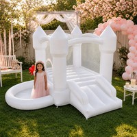 Château gonflable Noco White Jumping House, combo avec petit toboggan pour les fêtes d'enfants, pelouse, plusieurs couleurs