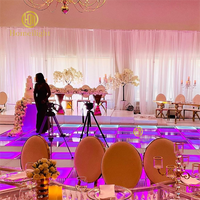 Piste de danse LED portable 20x20 pieds pour mariage, interactive 3D, avec panneau sans fil et effet miroir infini