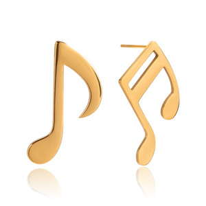 Pendientes de Notas Musicales, Chapados en Oro de 18K, Acero Inoxidable, Diseño Geométrico, Joyería de Moda Unisex - Product Image 5
