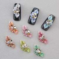 Breloques 3D de luxe en résine pour ongles, personnalisées, marque privée, 5 pièces/sac, accessoires de manucure en strass pour ongles, art des ongles