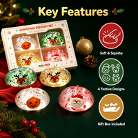 Jouets à presser en forme de boulettes de Noël, mignons, sur le thème de Noël, transparents, avec paillettes, avec boîte cadeau à fenêtre colorée