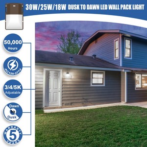 Lámpara LED de Pared Exterior MINI, 30W/25W/18W, CCT Ajustable 3/4/5K, con Fotocélula, 100-277VAC - Product Image 3