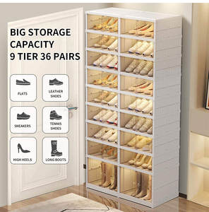 36 пар прозрачный ящик для хранения обуви Органайзер складной пластиковый шкаф для обуви - Product Image 3