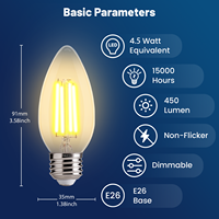 Direkt vom Hersteller 4,5W B11 E12 E26 LED-Kerzenlampe 450 Lumen Dimmbar für Zuhause Bar Kronleuchter für UL T20 2200K/2700K/3000K/5000K