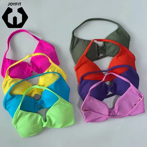 Sujetador Deportivo con Tirantes, Top Corto para Gimnasio, Sujetador Halter sin Costuras, Alta Elasticidad, Copas Extraíbles, Push-Up, Espalda Descubierta, Ropa de Yoga - Product Image 1