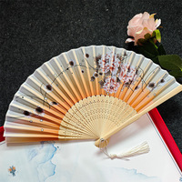 Éventail pliant rétro de style chinois-japonais-Élégance en bambou peint à la main, décoration intérieure exquise/accessoire de danse (personnalisable)