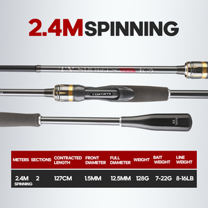 <span class=keywords><strong>Canne</strong></span> à pêche spinning de haute qualité 2,1m 2,4m, <span class=keywords><strong>canne</strong></span> à lancer 2 sections ML en carbone ultra-léger, cannes à leurres 8-16LB pour la pêche en mer - Product Image 4