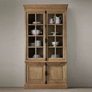 Bibliothèque RHGrand en chêne antique avec verrous à crémonon, vitrine à 8 portes en verre pour bibliothèque, meuble de bureau de luxe en bois vintage pour la maison - Product Image 3
