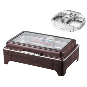 Réchaud de buffet en acier inoxydable de 9 litres au design moderne avec finition couleur bois pour la restauration, les hôtels et les restaurants, doté d'un réchaud de 9L - Product Image 3
