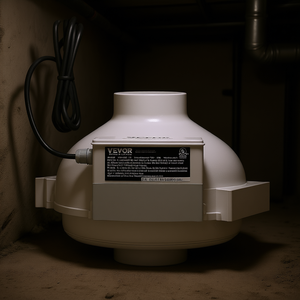 Ventilador de mitigación de radón Vevor de 190 CFM, ventilador de conducto en línea de 4 pulgadas, ventilador de ventilación impermeable para uso en sótanos - Product Image 2