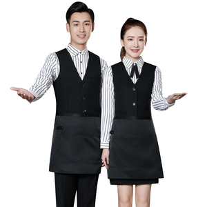 Conjunto de Uniforme Formal de Manga Larga para Camarero/<span class=keywords><strong>Camarera</strong></span>, Blazer de Algodón, Chaleco y Camisa para Otoño/Invierno, Ropa de Trabajo para Restaurante - Product Image 3