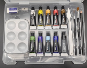Fournitures d'art professionnelles <span class=keywords><strong>Peinture</strong></span> 12 ML-2 pinceaux, 1 <span class=keywords><strong>crayon</strong></span>/gomme/taille-<span class=keywords><strong>crayon</strong></span>/couteau en plastique/palette en plastique Ensemble <span class=keywords><strong>de</strong></span> <span class=keywords><strong>peinture</strong></span> <span class=keywords><strong>acrylique</strong></span> - Product Image 6