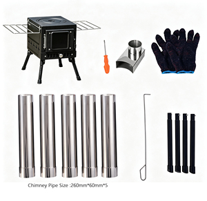 Estufa <span class=keywords><strong>de</strong></span> Leña Portátil <span class=keywords><strong>de</strong></span> Acero al Carbono, Modelo Plegable para Acampar en Todas las Estaciones - Product Image 6