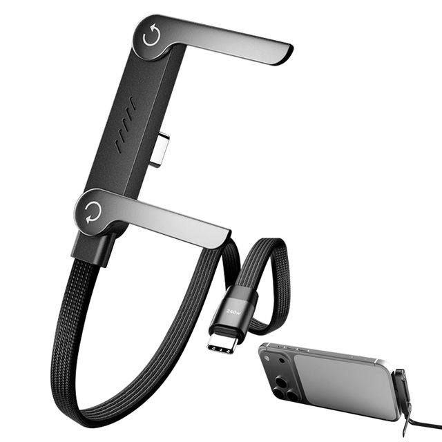 240W 5A Fast Charging Type-C Cable with Foldable Stand Compatible IPhone//Gaming/Office/Travel