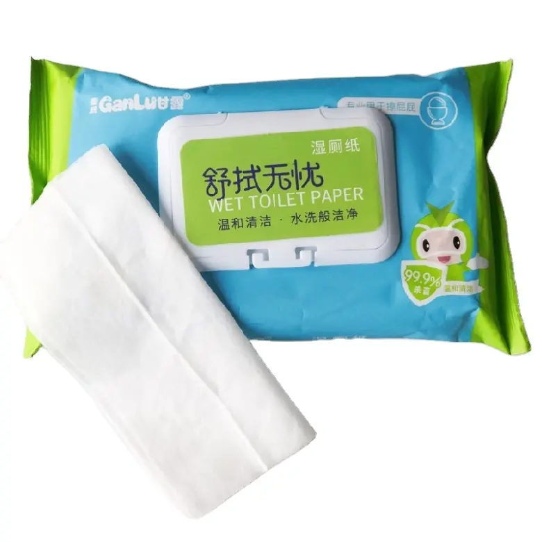 OEM Free Sample Flushable Biodegradable Wet Toilet Wipes Butt Hip Cleaning Wet Tissue Wipes Wet Toilet Paper Manufacturer