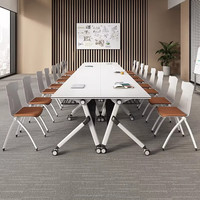 Table de formation pliable moderne et convertible avec plateau modulaire rabattable, table de conférence écologique pour le bureau et l'école