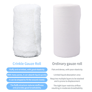 ผ้าพันแผลปฐมพยาบาลแบบใช้แล้วทิ้ง ผ้าก๊อซยืดหยุ่นแบบแห้ง ผ้าก๊อซแบบม้วน ผ้าก๊อซแบบจีบ ซึมซับได้ดี ผ้าก๊อซแบบม้วน - Product Image 5