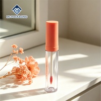 Emballage personnalisé pour gloss à lèvres, flacon transparent rechargeable avec pinceau, tube cylindrique simple pour huile à lèvres