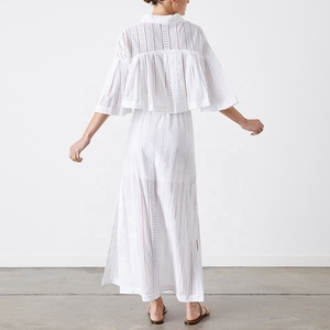 Vêtements en lin deux pièces ensemble jupes femmes <span class=keywords><strong>grande</strong></span> <span class=keywords><strong>taille</strong></span> revers évider Blouses dames costume décontracté respirant demi manches haut court - Product Image 4