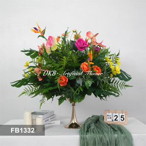 Bola de Flores Colorida Estilo Isla Tropical con <span class=keywords><strong>Planta</strong></span> de Plástico y Flores de Seda de 60 cm, Bola de Flores Artificiales Única de Rosa y Anturio - Product Image 2
