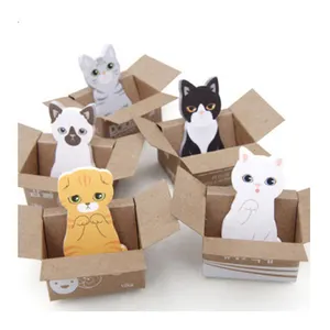 Notas adesivas kawaii, mini coreano, papelaria, animal, bonito, recém-chegado, gato, formas impressas, caixa de memo