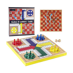Juego de Mesa Educativo de Madera <span class=keywords><strong>Ludo</strong></span> y Serpientes y Escaleras, Venta al por Mayor de Fábrica, para Niños y Adultos - Product Image 1