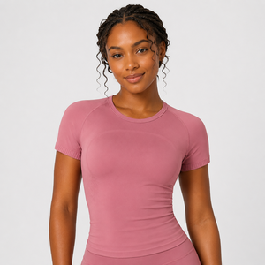 Camiseta Deportiva de Manga Corta para Mujer, Transpirable, Absorbente de Humedad, Elástica, para Ejercicio al Aire Libre, Top Deportivo Suave para Fitness - Product Image 5
