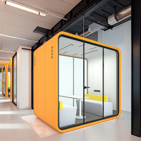 Cabine de réunion acoustique moderne pour 4 personnes, insonorisée, avec éclairage LED et système de ventilation pour espace de travail ouvert