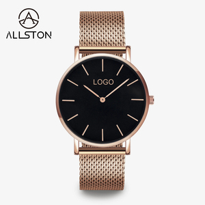 ساعة allston minimalist ، ساعة نسائية من الفولاذ المقاوم للصدأ مخصصة للبيع من الذهب