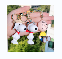 Creative cartoon Snoopy keychain trend Charlie doll car keychain pendant  fashion small gift Black Multi 