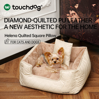 Cama para Mascotas Touchdog Helena de Cuero PU Acolchado, Cama para Perros Desmontable y Lavable con Almohada para Perros Pequeños y Gatos
