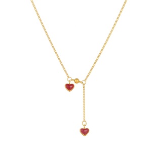 Heart Pendant Necklace Zinc Alloy Burgundy Chain Clavicle Jewelry Gift For Women - Product Image 5