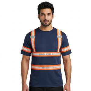 Camisa de Trabajo de Alta Visibilidad Unisex, Transpirable, Reflectante, Azul, para Uso en Exteriores, con Logotipo Personalizado - Product Image 1