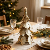 Support de bougie rustique en fer en forme de feuille d'arbre, chandelier décoratif pour bougie conique, pour la décoration de table, de maison et de cheminée en fêtes