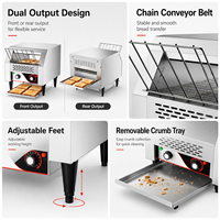 Grille-pain commercial électrique à chaîne, entièrement automatique, en acier inoxydable 304, 7 niveaux de cuisson, COOKAID TT-300 2200W pour boulangerie