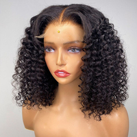 Perruque Lace Front Courte Bob HD en Cheveux Brésiliens Naturels pour Femmes Noires, Style Afro Kinky Curly