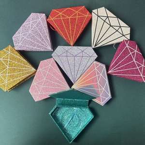 במלאי lash תיבות יהלום בצורת מינק ריסים ריקים עבור פס ריסים שרוכים עבור פס ריסים מותאם אישית לוגו ריק תיבת ריסים למכירה - Product Image 1